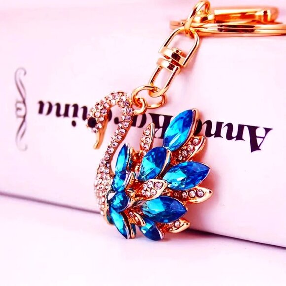Handbags - Blue Rhinestone Swan Bag Charm